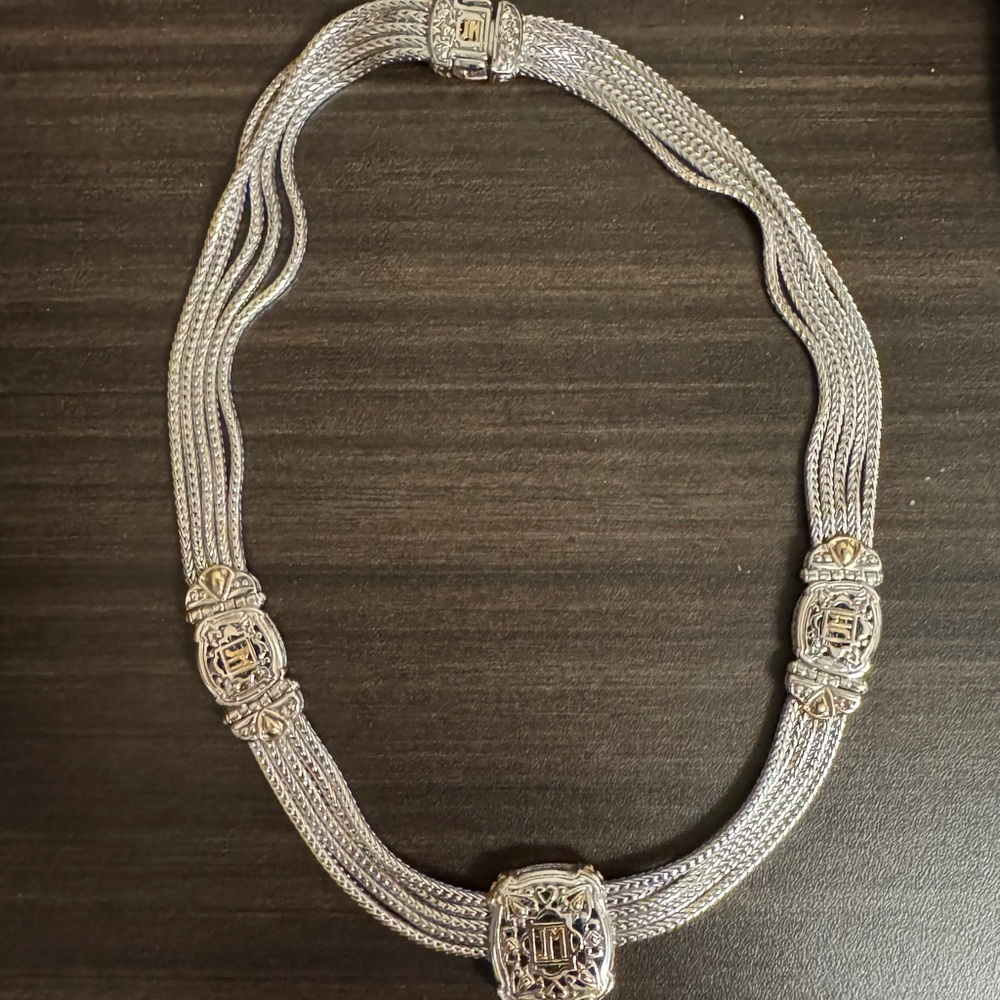 John Medeiros five strand two tone Necklace 16” and matching earrings - Picture 7 of 7